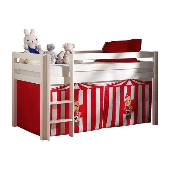 Miniloftsäng Vit Med Gardin - Cirkus