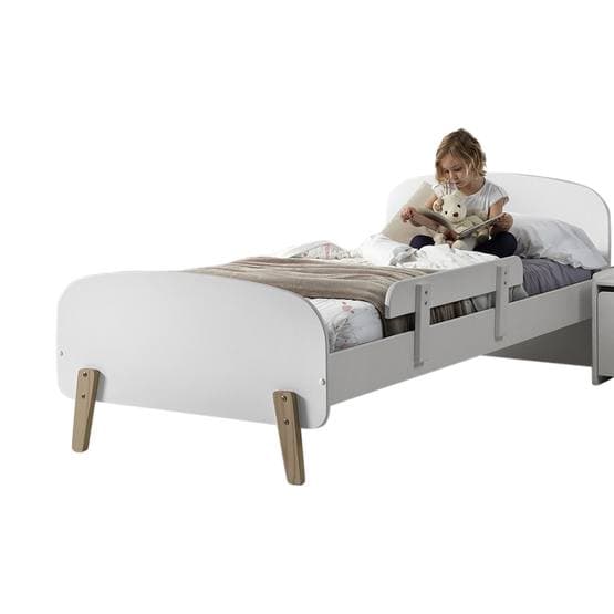 Säng - Kiddy 90x200 Cm Med Sängbord Skyddskant Och Leksakslåda - Vit