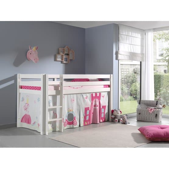 Mini Loftseng Hvid Med Gardin - Prinsesse