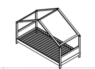 Hussäng barnsäng 90x200 cm massivt trä vit med ribbotten