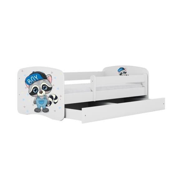 Barnsäng - Babydreams Vit - Racoon Med Låda Och Madrass 180x80 Cm