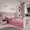 Miniatyrbillede 1 af 6: Tremmeseng - Babydreams Pink - Bjørn Med Blomster Med Æske Og Madras 180x80 Cm