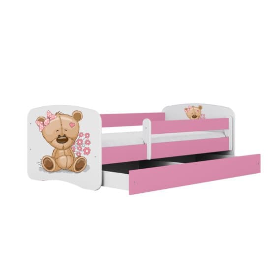 Barnsäng - Babydreams Rosa - Bear With Flowers Med Låda 160x80 Cm