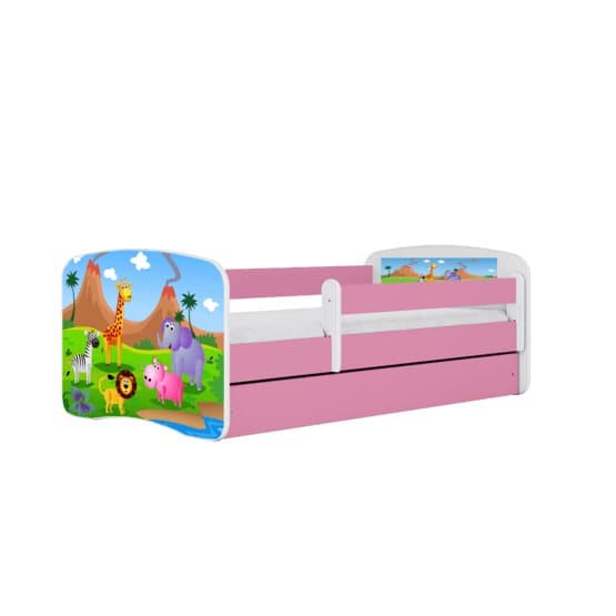 Barnsäng - Babydreams Rosa - Safari Med Låda 160x80 Cm