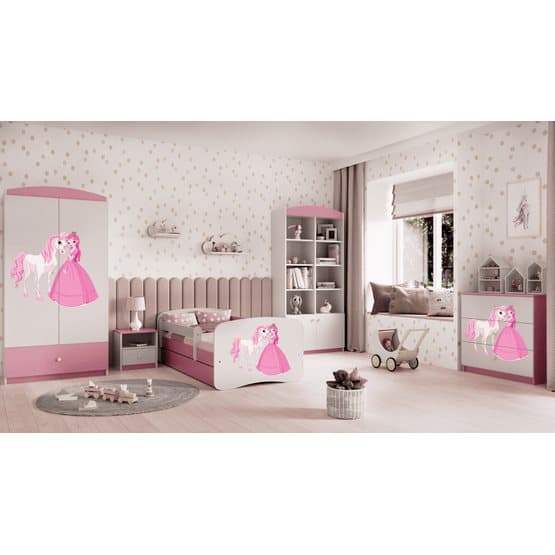 Tremmeseng - Babydreams Pink - Prinsesse Og Hest Med Skuffe 140x70 Cm