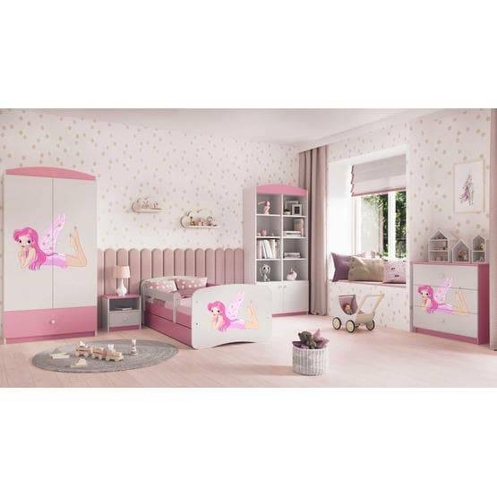 Tremmeseng - Babydreams Pink - Fe Med Vinger Med Skuffe 160x80 Cm