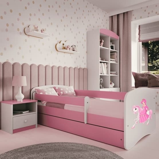 Pinnasänky - Babydreams Pink - Prinsessa hevosella laatikolla 140x70 cm
