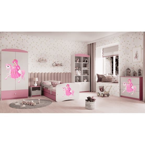 Tremmeseng - Babydreams Pink - Prinsesse På Hest Med Skuffe 180x80 Cm