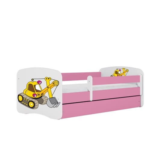 Barnsäng - Babydreams Rosa - Digger Med Låda Och Madrass 160x80 Cm