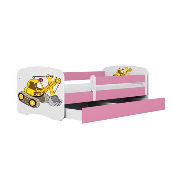 Barnsäng - Babydreams Rosa - Digger Med Låda Och Madrass 160x80 Cm