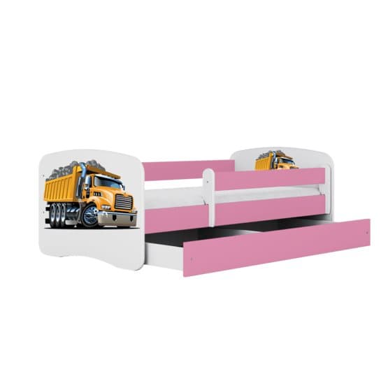 Barnsäng - Babydreams Rosa - Truck Med Låda Och Madrass 180x80 Cm