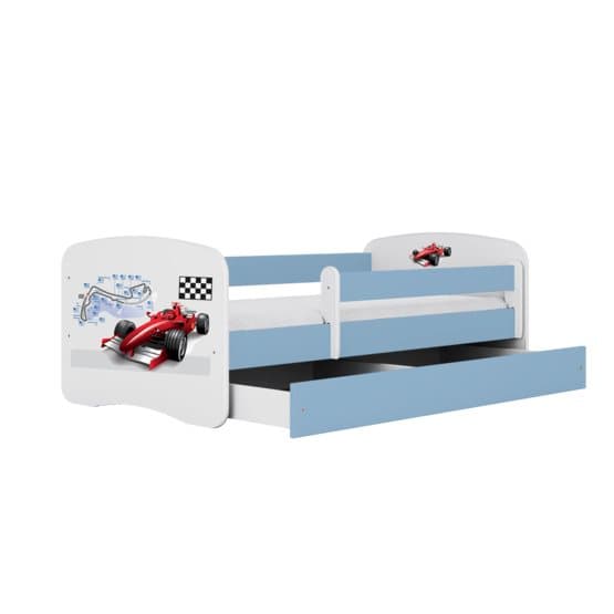 Barnsäng - Babydreams Blå - Formula One Med Låda Och Madrass 160x80 Cm