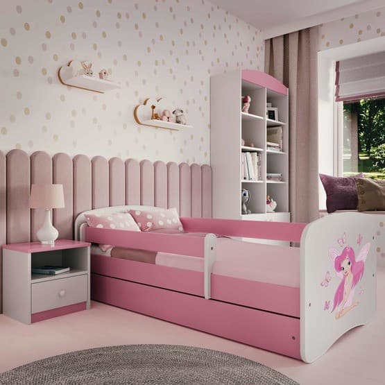 Tremmeseng - Babydreams Pink - Fe med sommerfugle med skuffe 140x70 Cm