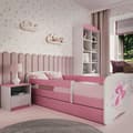 Miniatyrbild 1 av 6: Barnsäng - Babydreams Rosa - Fairy With Butterflies Med Låda Och Madrass 140x70 Cm