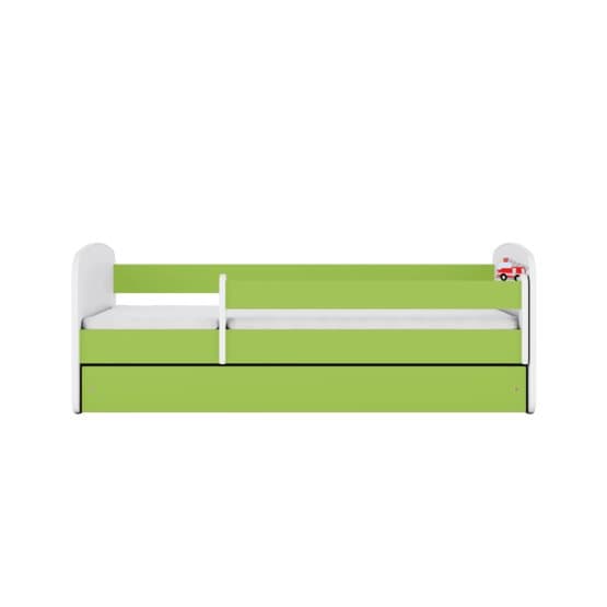 Tremmeseng - Babydreams Grøn - Brandbil Med Kasse Og Madras 180x80 Cm