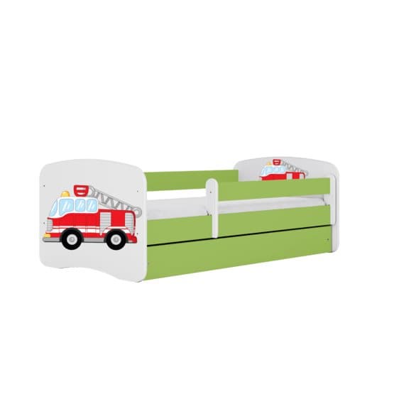 Tremmeseng - Babydreams Grøn - Brandbil Med Skuffe 180x80 Cm