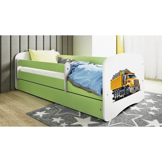 Tremmeseng - Babydreams Grøn - Lastbil Med Skuffe 140x70 Cm