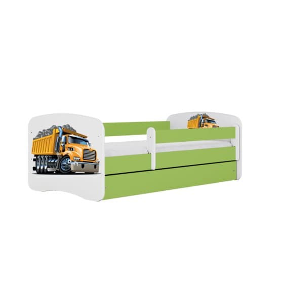 Barnsäng - Babydreams Grön - Truck Med Låda Och Madrass 140x70 Cm