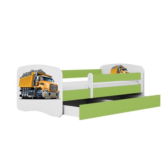 Barnsäng - Babydreams Grön - Truck Med Låda Och Madrass 140x70 Cm