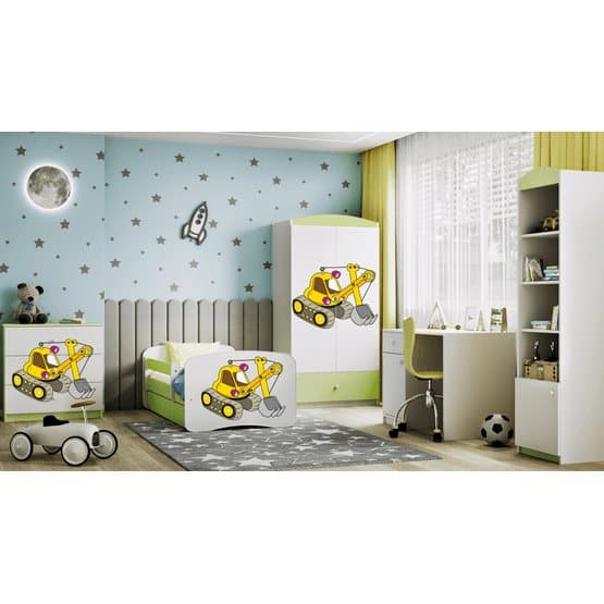 Barnsäng - Babydreams Grön - Digger Med Låda 160x80 Cm