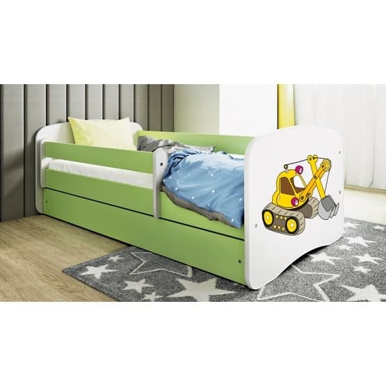 Tremmeseng - Babydreams Grøn - Gravemaskine Med Skuffe 160x80 Cm