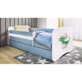 Miniatyrbillede 1 af 6: Tremmeseng - Babydreams Blå - Dinosaur Med Æske Og Madras 160x80 Cm
