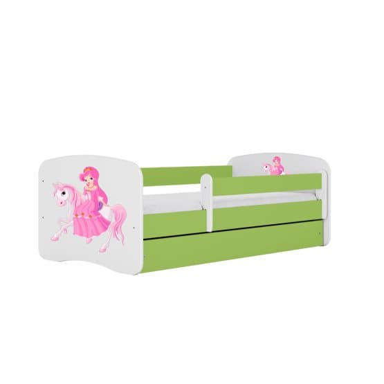 Barnsäng - Babydreams Grön - Princess On Horse Med Låda 180x80 Cm