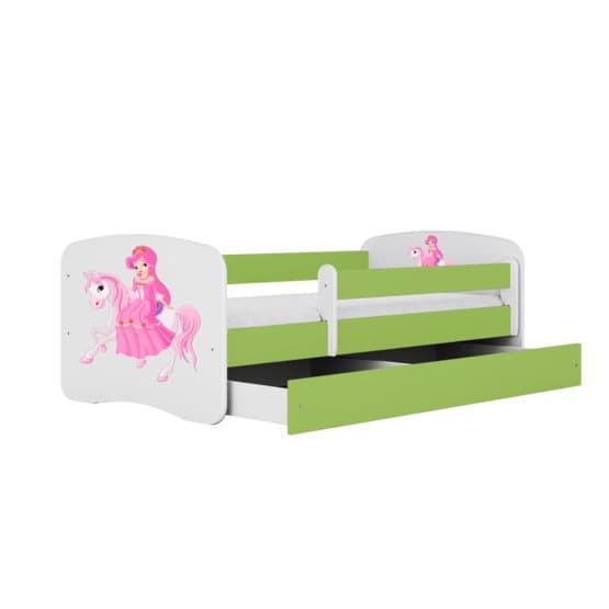 Barnsäng - Babydreams Grön - Princess On Horse Med Låda 180x80 Cm