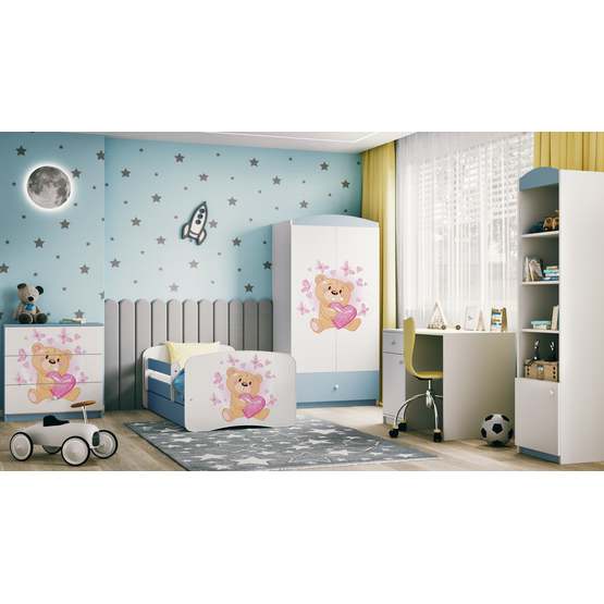 Barnsäng - Babydreams Blå - Bear With Butterflies Med Låda 180x80 Cm