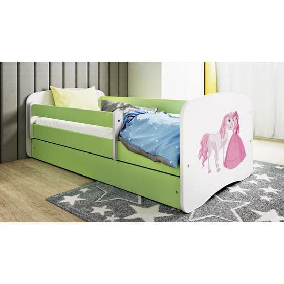 Tremmeseng - Babydreams Grøn - Prinsesse Og Hest Med Skuffe 160x80 Cm