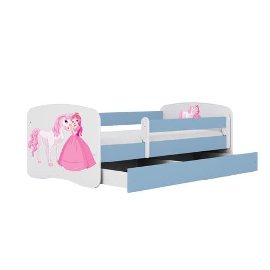 Barnsäng - Babydreams Blå - Princess And Horse Med Låda 180x80 Cm