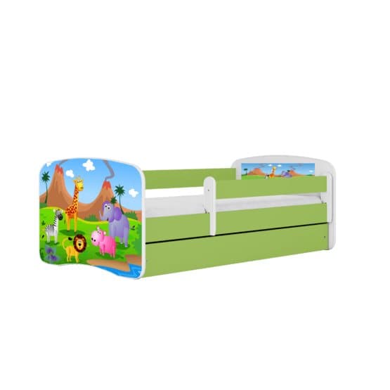 Barnsäng - Babydreams Grön - Safari Med Låda 180x80 Cm