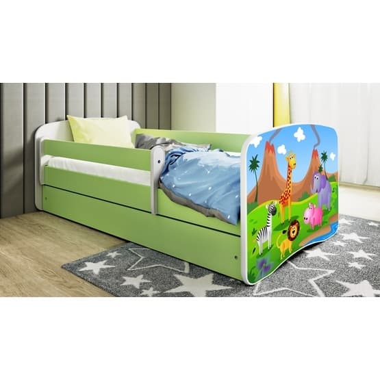 Barnsäng - Babydreams Grön - Safari Med Låda 180x80 Cm