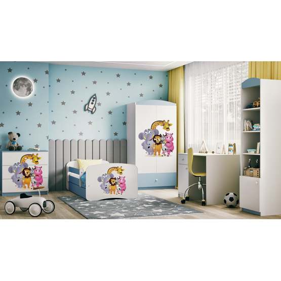 Tremmeseng - Babydreams Blå - Zoo Med Skuffe 180x80 Cm