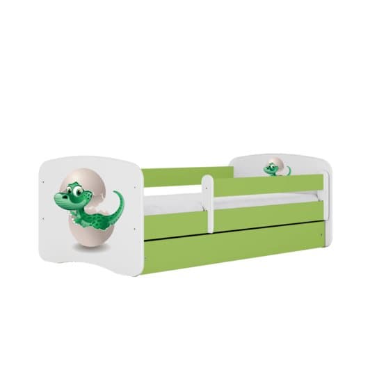 Barnsäng - Babydreams Grön - Dinosaur Med Låda 140x70 Cm