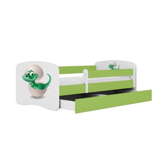 Barnsäng - Babydreams Grön - Dinosaur Med Låda 140x70 Cm