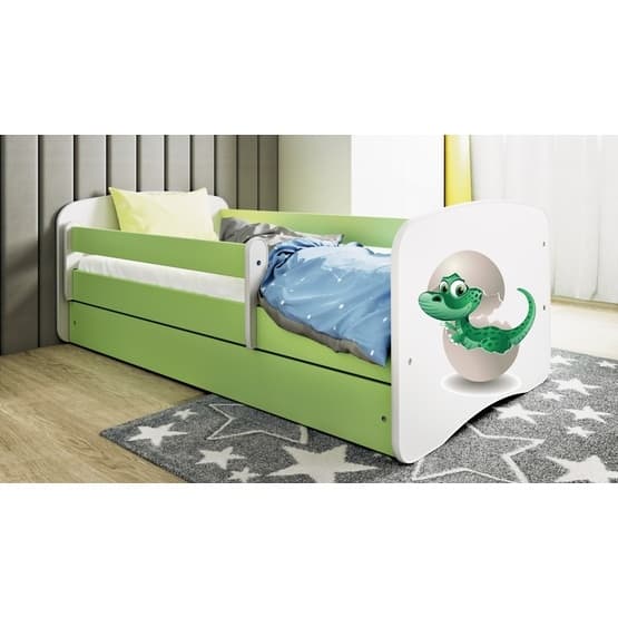Barnsäng - Babydreams Grön - Dinosaur Med Låda 160x80 Cm