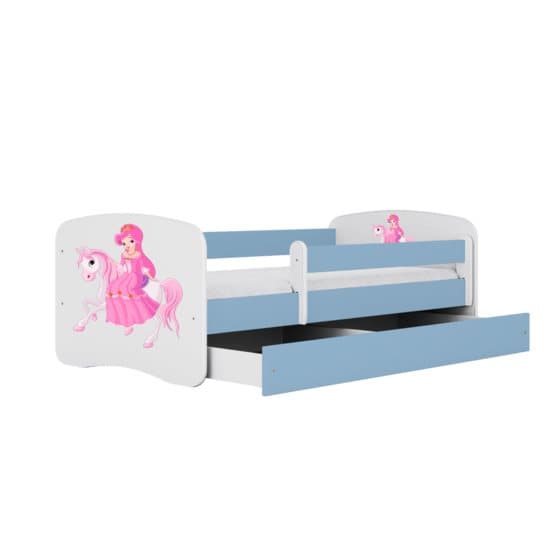 Barnsäng - Babydreams Blå - Princess On Horse Med Låda 160x80 Cm