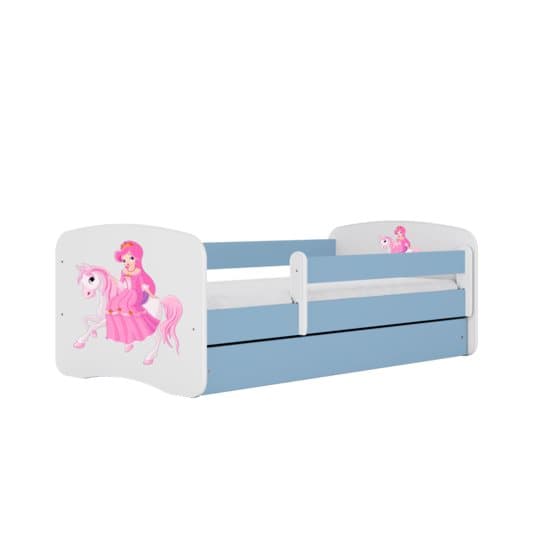 Tremmeseng - Babydreams Blue - Princess On Horse Med Box Og Madras 160x80 Cm