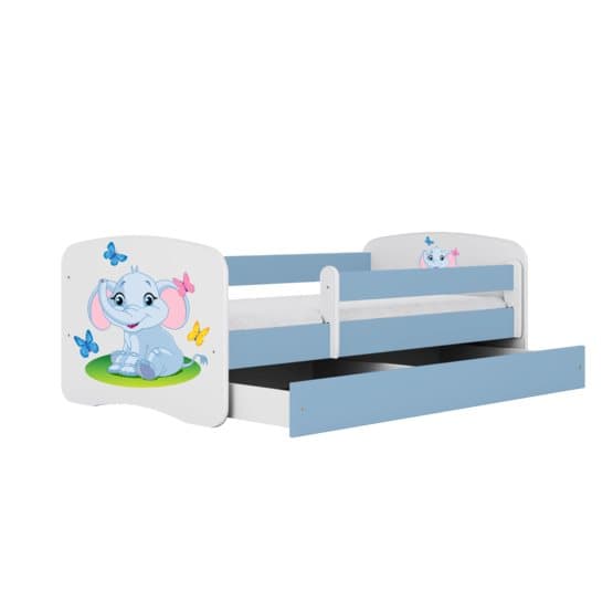 Barnsäng - Babydreams Blå - Elephant Med Låda Och Madrass 140x70 Cm