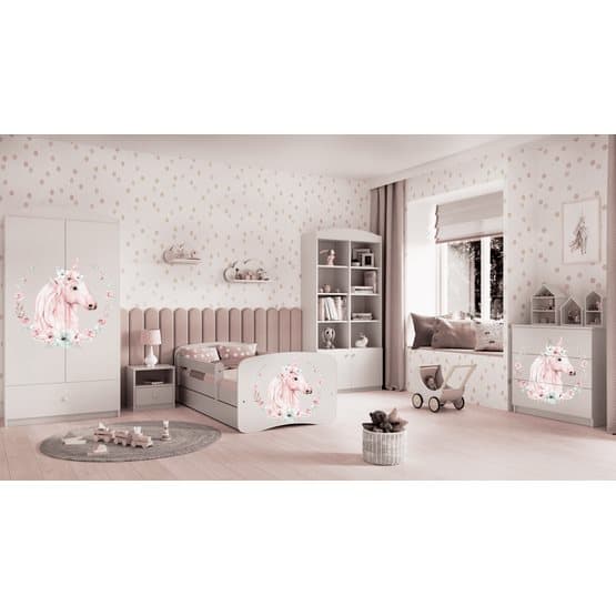Tremmeseng - Babydreams Hvid - Hest Med Skuffe 180x80 Cm