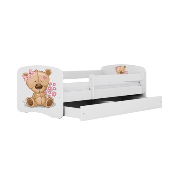 Barnsäng - Babydreams Vit - Bear With Flowers Med Låda 180x80 Cm