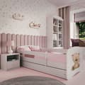 Miniatyrbild 1 av 8: Barnsäng - Babydreams Vit - Bear With Flowers Med Låda 180x80 Cm