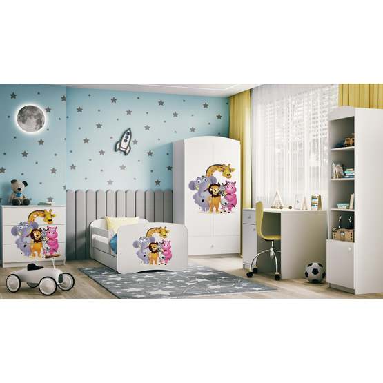 Barnsäng - Babydreams Vit - Zoo Med Låda Och Madrass 140x70 Cm