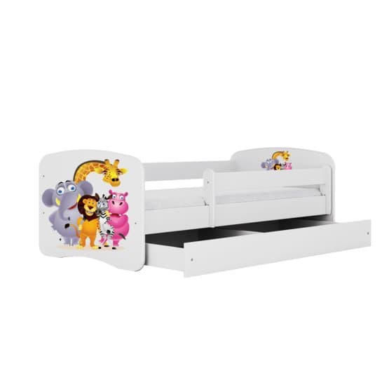Barnsäng - Babydreams Vit - Zoo Med Låda Och Madrass 140x70 Cm