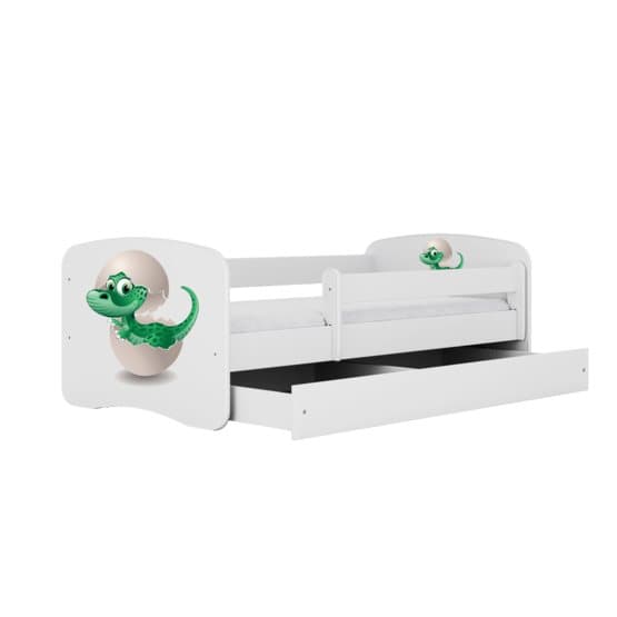 Barnsäng - Babydreams Vit - Dinosaur Med Låda 160x80 Cm