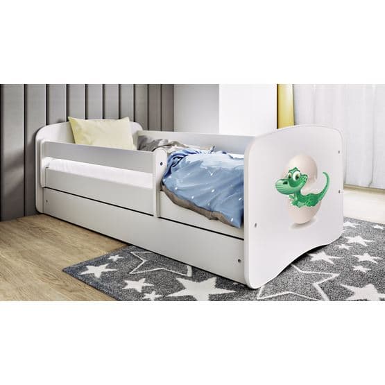 Barnsäng - Babydreams Vit - Dinosaur Med Låda 160x80 Cm