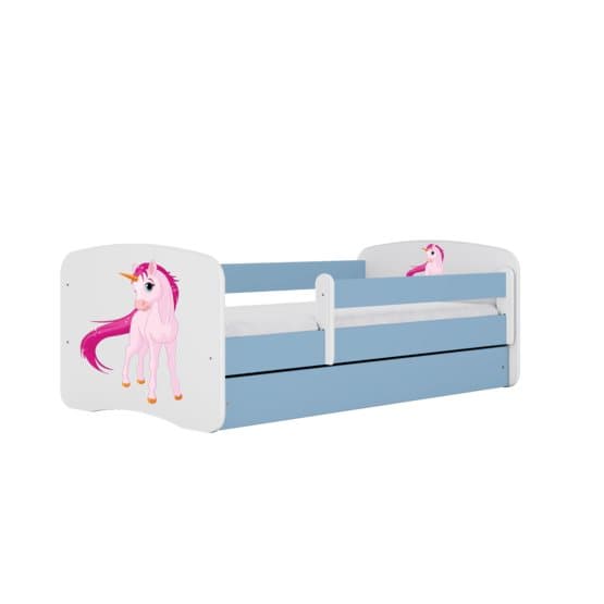 Pinnasänky - Babydreams Blue - Unicorn laatikolla ja patjalla 160x80 cm