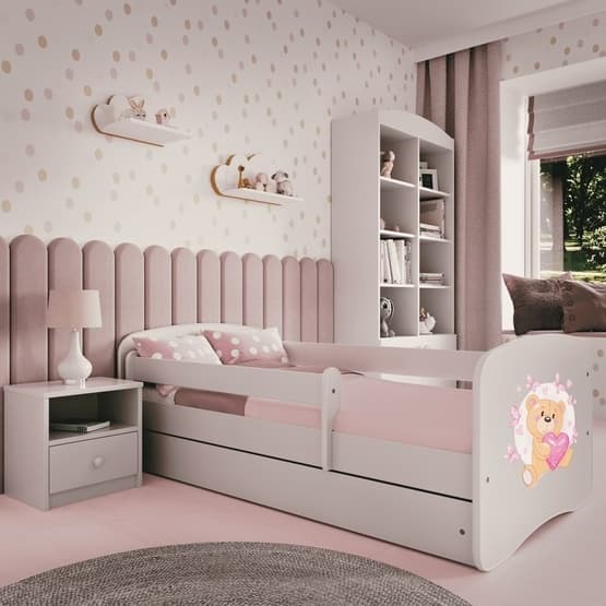 Barnsäng - Babydreams Vit - Bear With Butterflies Med Låda 160x80 Cm