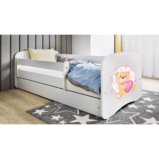 Tremmeseng - Babydreams Hvid - Bjørn Med Sommerfugle Med Skuffe 160x80 Cm